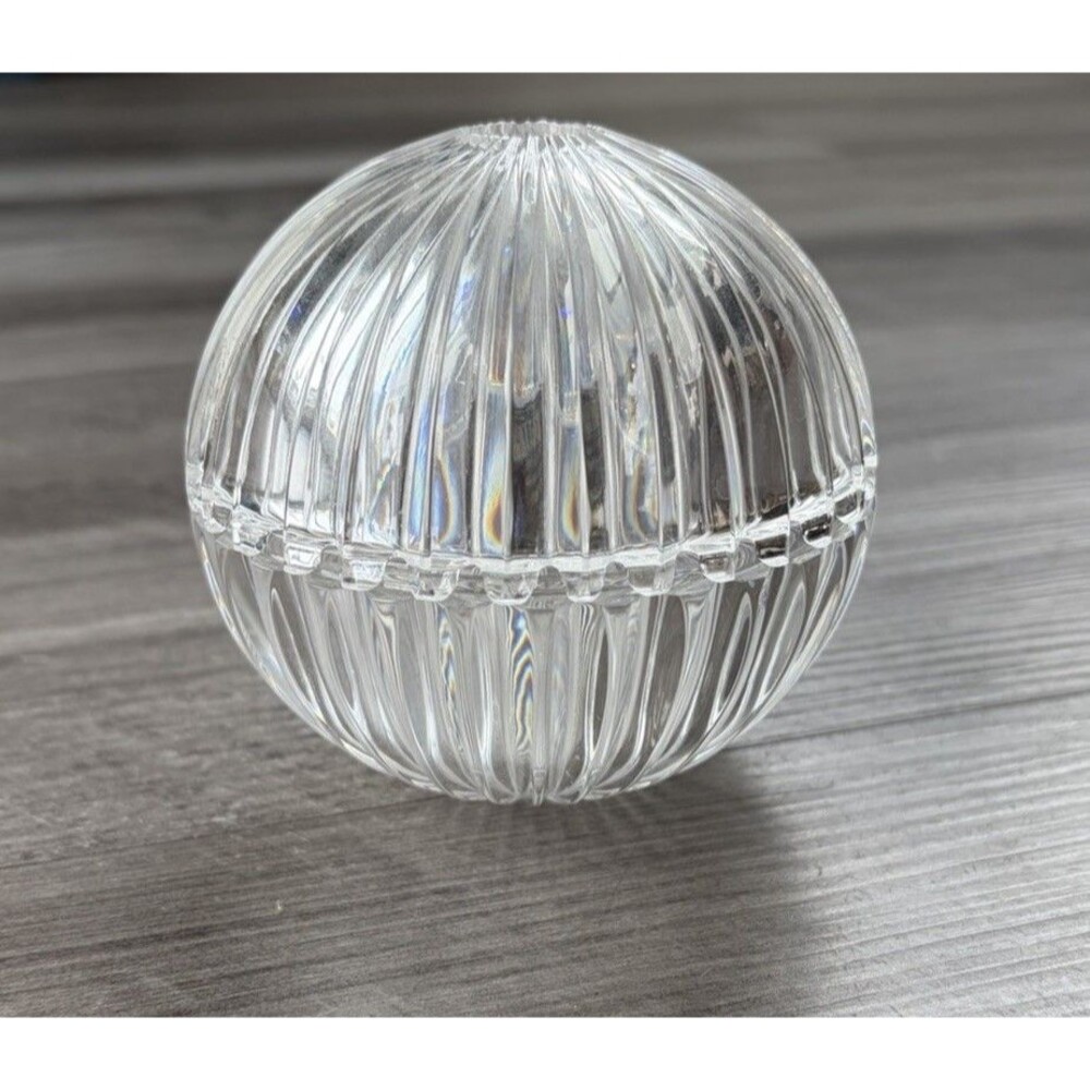 VTG Claus Josef Riedel Austrian Cut Crystal Round Ribbed Covered Candy Dish 4”